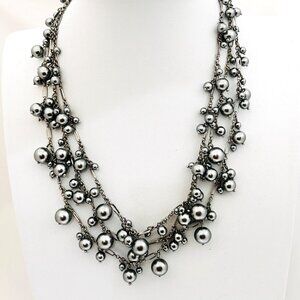 Talbots Multistrand Bead & Chain Statement Necklace